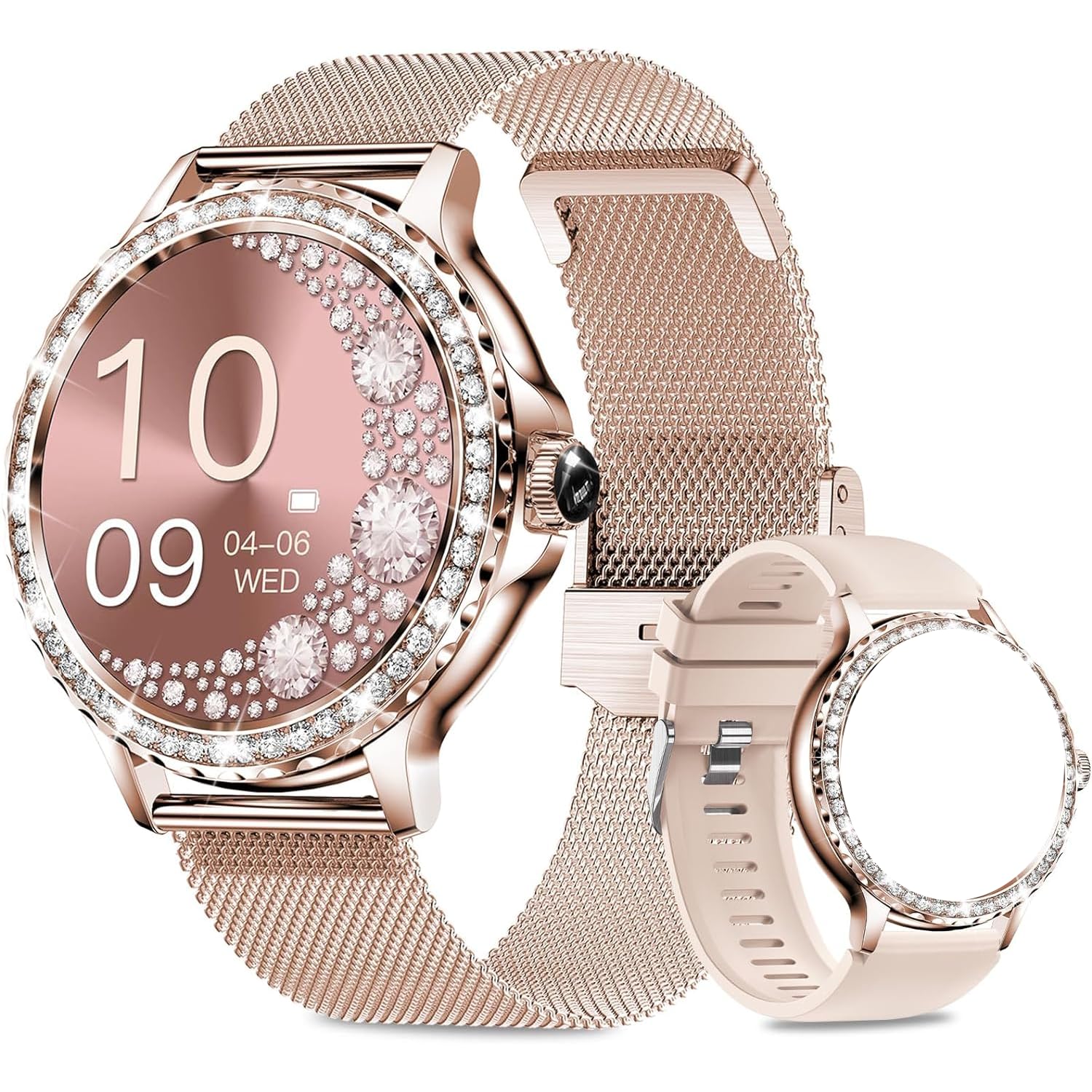 Diamond Women's Smartwatch with Pregnancy and Menstrual Tracking Answer Calls 1.3'' Bluetooth Display for Android iOS, Waterproof Fitness Watch with Sleep and AI Voice Valentines Day Gift (Rose Gold) Diamond Women's Smartwatch with Pregnancy and Menstrual Tracking Answer Calls 1.3'' Bluetooth Display for Android iOS, Waterproof Fitness Watch with Sleep and AI Voice Valentines Day Gift (Rose Gold)